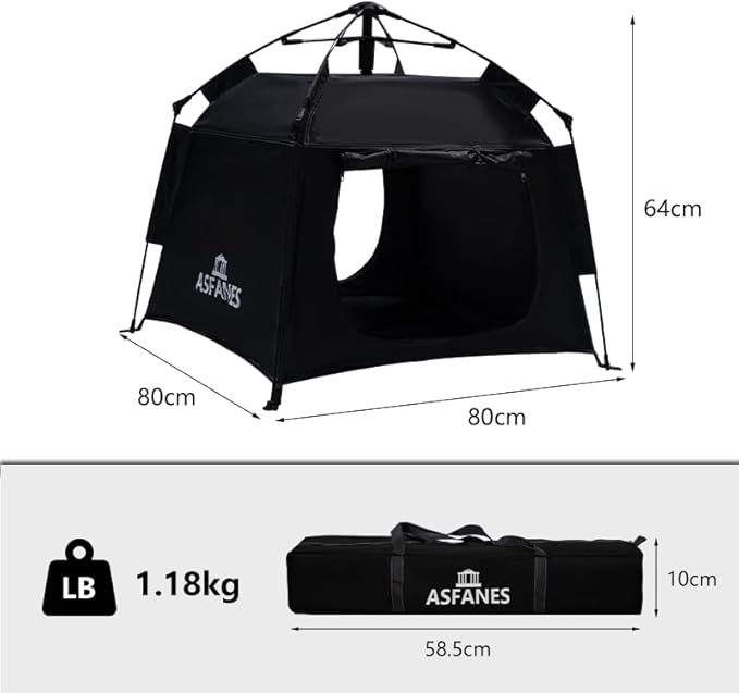 Outdoor Waterproof Pet Automatic Camping Tent, Pop up Cave Bed for Indoor Cats and Small Dogs, Portable Cat House Dog House, Black.