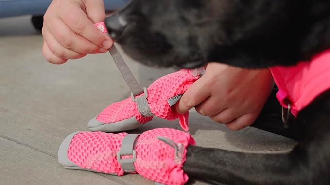 Canada Pooch Dog Boots for Hot Pavement - Dog Boots & Paw Protectors with Anti Slip Rubber | Water Friendly, Breathable Dog Shoes for Hot Days, Great for Dogs Neon Pink - Size 2