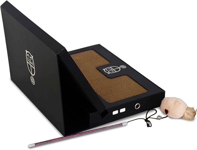 Toy Cat Laptop with 2 Scratchboards + Catnip Mouse Toy for Cats + 50pack Cat Sticker - Interactive Eco-Friendly Cat Computer with Scratch Pad Laptop for Cats - Mini Cat Laptop