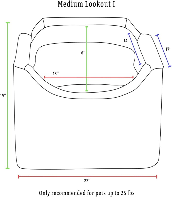 Snoozer Dog Car Seat, Lookout I Dog Booster Car Seat for Small Dogs Under 25lbs, Size: Medium, Fabric: Merlin Camel, Pet Car Seat to Alleviate Car Sickness for Dogs, Removable Machine Washable Cover