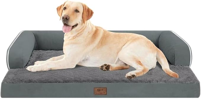 Large Dog Bed Orthopedic Washable - Memory Foam - XXL Large Big Dogs - Beds Bolster Pet - Couch Sofa - Waterproof with Removable Cover - Dark Grey Dog Bed