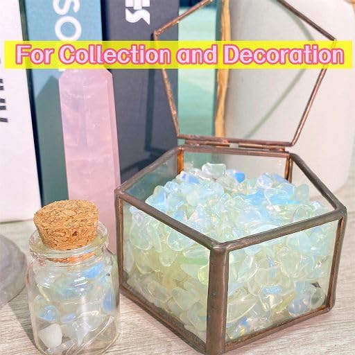 YATOJUZI Opal 1LB Aquarium Gravel Rocks Bulk Wholesale Tumbled Crystals Stones Chips Crushed Reiki Energy Balancing Gemstones for Planters Vase Filler Fountain Fish Tank Potted Decor