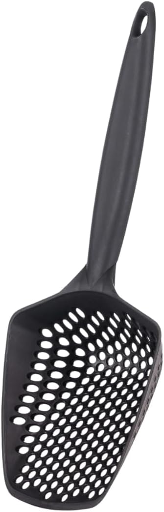 Set of 2 Cat Litter Scoop with Small Holes for Fine Litter, Hanging Handle Deep Reptile Terrarium Sand Sifter, Poop Scooper Rabbit Pooper Lifter Kitten Sifting Shovel (Black, Set of 2)