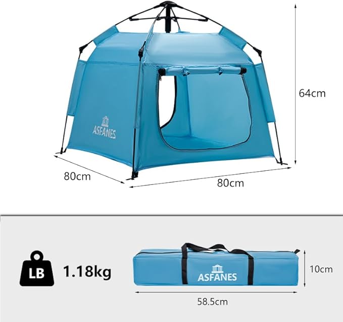 Outdoor Waterproof Pet Automatic Camping Tent, Pop up Cave Bed for Indoor Cats and Small Dogs, Portable Cat House Dog House, Sky Blue.