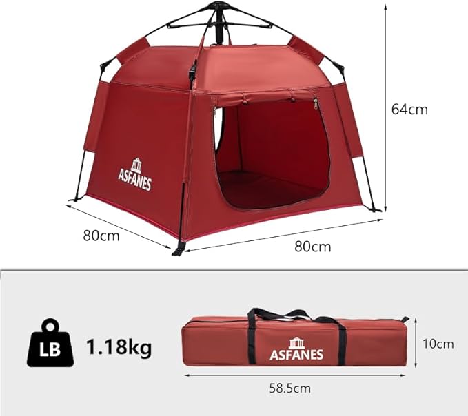Outdoor Waterproof Pet Automatic Camping Tent, Pop up Cave Bed for Indoor Cats and Small Dogs, Portable Cat House Dog House, Red.