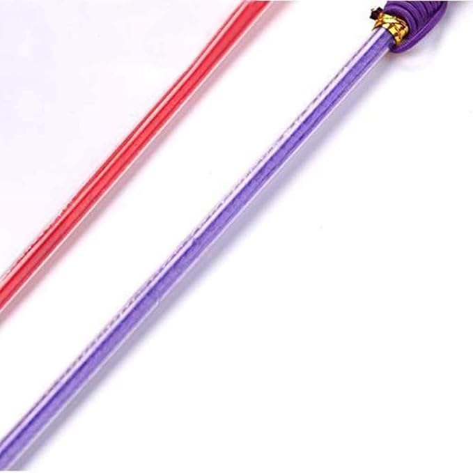 Purple Cat Teasing Stick Toy - Interactive Stick with Sparkly Feather Boa & Crinkle Ball for Indoor Cat Training & Fun