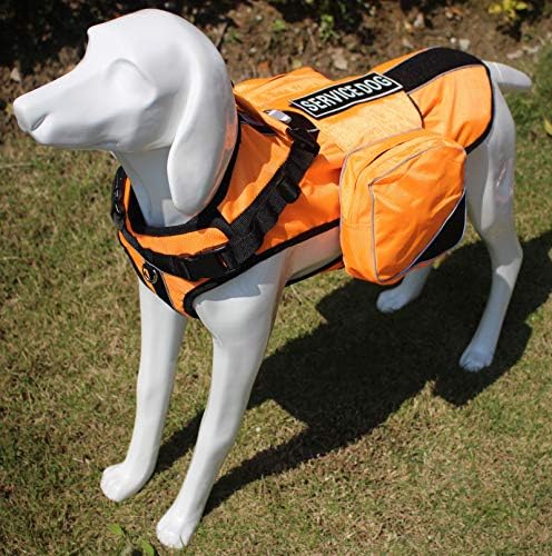 Serijoars Dog Vest Harnesses with Saddlebag Backpack for Camping & Travel - Reflective Hound Hiking Backpack Saddle Bag - Lightweight Vest Harness for Medium & Large Dogs (Orange, S)