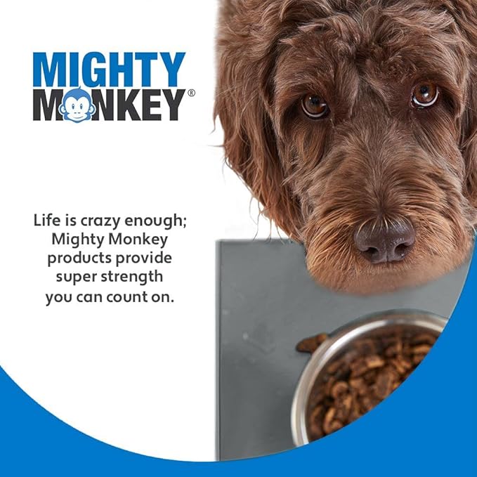 MIGHTY MONKEY 100% Waterproof Dog Food Mat, Raised Edges Silicone Pet Feeding Placemat for Cat, Dogs, Pet Bowls, High Lipped Tray Prevents Water Spills, Food on Floor, Dishwasher Safe, 22x14, Gray