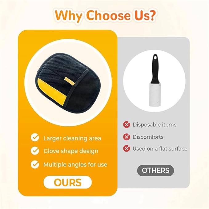 Pet Hair Removal Glove for Cats & Dogs, Electrostatic Gloves Pet Hair, Cat Grooming Gloves for Hairs Removal, for Couch, Clothes, Car, Carpet, Bed, Furniture (2Pcs)