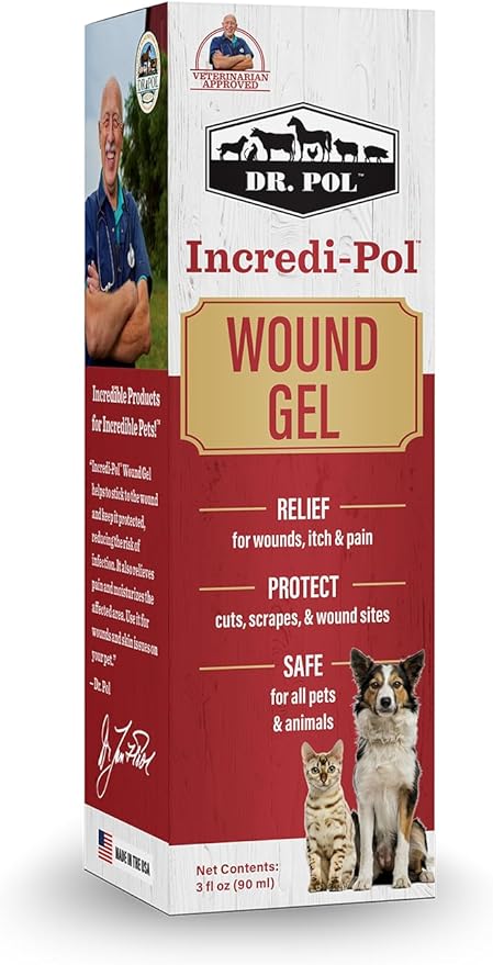 Dr. Pol Incredi-Pol Wound Gel Spray for Dogs, Cats, and All Animals - Dog Wound Care Gel to Relieve Itch and Pain - Protects Wounds, Scrapes, and Incisions - 3 Fluid Ounces