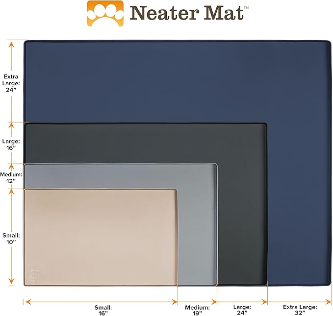 Neater Pet Brands Neater Mat - Waterproof Silicone Pet Bowls Mat - Protect Floors from Food & Water (19" x 12", Gunmetal)