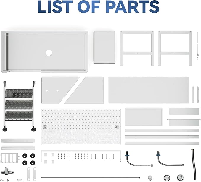 Professional 46" Dog Washing Station, Stainless Steel Dog Bathing Station, Height Adjustable Dog Wash Station, Storage Drawer, Upgrade Parts, Home, Commercial (Left Step)