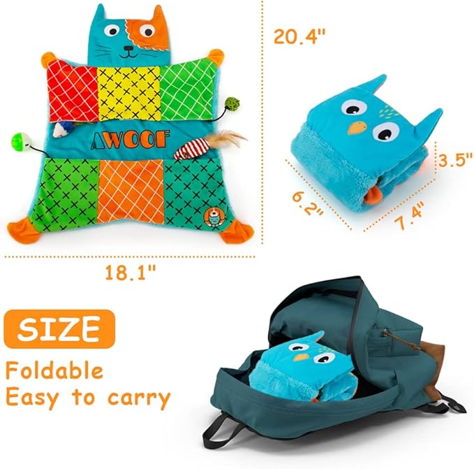 AWOOF Cute Soft Catnip Mat, Interactive Cat Toys for Indoor Cats