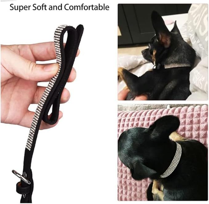 Rhinestone Dog Collar for Small Dogs, Bling Diamond Fancy Crystal Glitter Pretty Jewel Pet Puppy Collars for XXS XS Small Medium Large Breed Girl Dogs Female Cats Kitten, Teal L