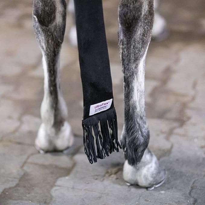 UltraFlex Tail Bag with Fringe | Color Black | Protects Horse Tails | Natural Feel Fringe | UV Protection | Easy to Clean | Stable Essential