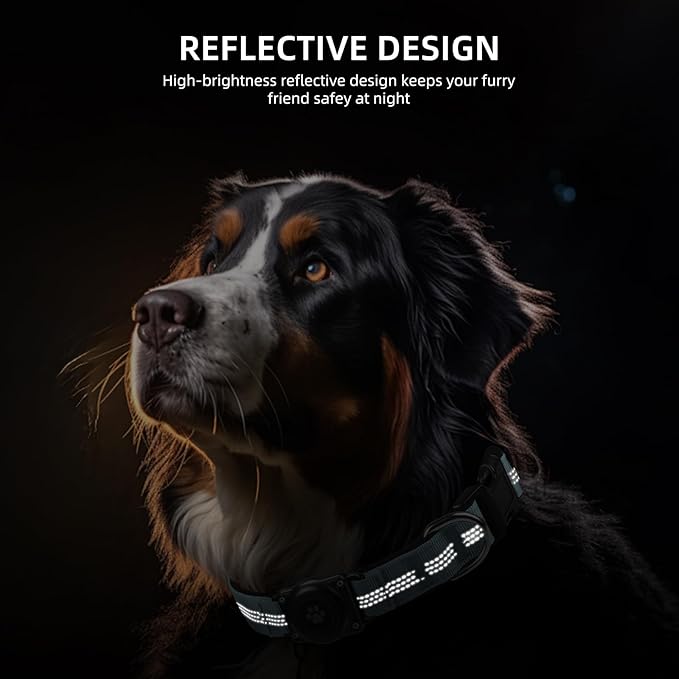 Upgraded AirTag Dog Collar, IP68 Waterproof Air Tag Dog Collar Holder, Reflective, Ultra-Durable, Comfortable Padded, Heavy Duty Dog Collars for Small Medium Large Dogs (M (12.6"-17.1"), LightBlue)