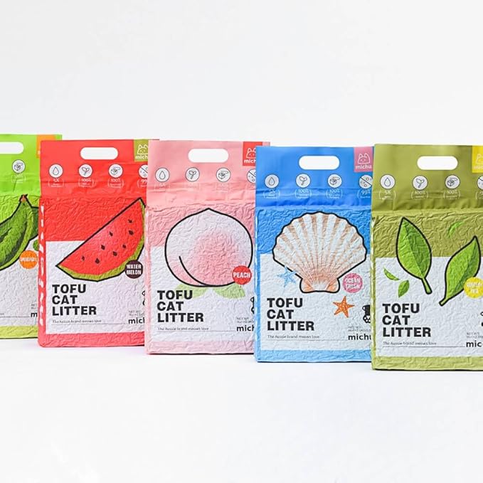 Tofu Cat Litter Natural Clumping Tofu Cat Litter, Fast Clumping and Easily Scoop-able 5.5lb/88oz 5 Scents - Rainbow Combo, 6 Pack