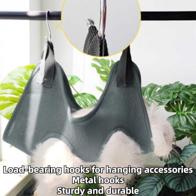 Rabbit Grooming Hammock with Safety Belt for Nail Clipping, Grooming, Bunny Bathing Bag for Nail Trimming, Cat Claw Care Bag, Small Animal Grooming Harness (Red,XX-Small)