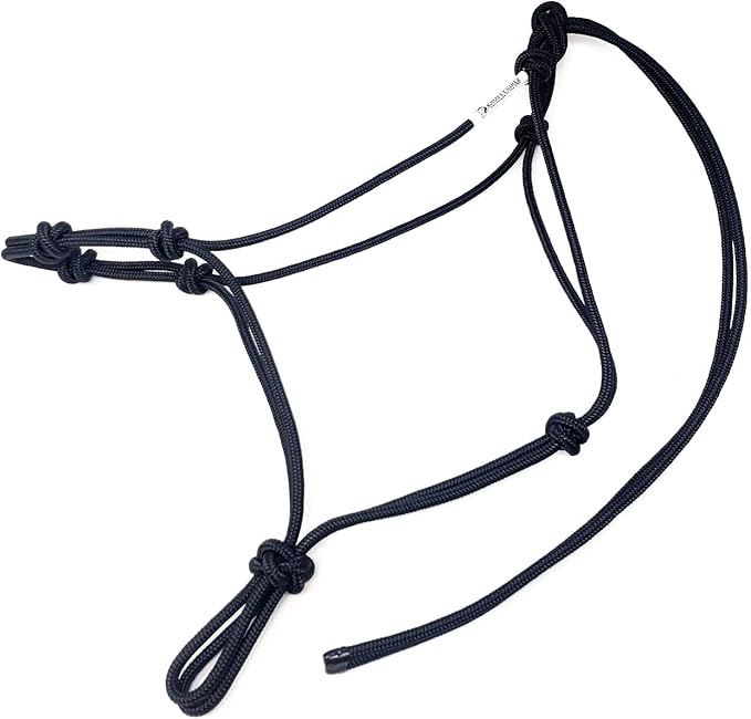 Horse Rope Training Halter - 4 Knot 1/4" Stiff Halter Cord - Used by Famous Trainers Multiple Sizes Multiple Colors