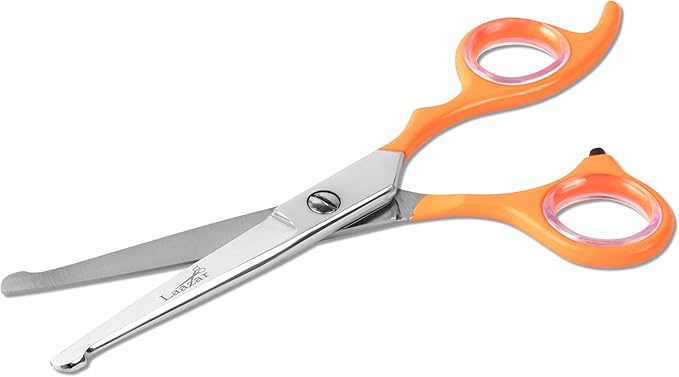 Professional Rounded Dog Scissors - Sharp Stainless Steel Blades with Colorful Handles, Safe and Easy-to-Use Pet Scissors for Long Lasting Grooming at Home