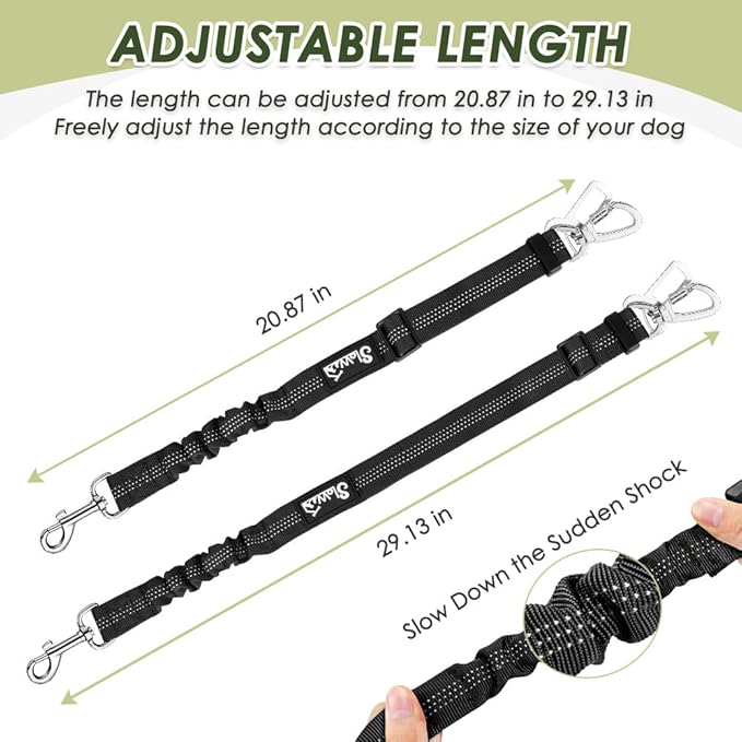 SlowTon Dog Seat Belt Harness for Car, Dog Car Harness Adjustable Mesh Breathable & Dog Seatbelt Safety Tether with Elastic Bungee for Small Medium Large Pets(Lime, Double Clip, M)