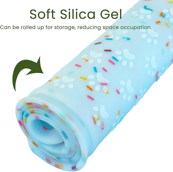 Ptlom Dog Food Mat Anti-Slip Dog Bowl Mats for Food and Water, Waterproof Pet Placemat Prevents Messy Spill to Floor, Silicone Puppy Feeding Tray for Small, Medium and Large Dogs Cats, Blue