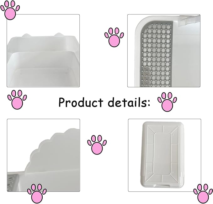 kathson Open Cat Litter Box with High Side,Anti-Splashing Cats Litter Pan,Kitten Toilet with Litter Sifting Scoop,Semi-Enclosed Removable Kittens Litter for Boxes Easy to Clean No Odor 11×17×7 inches