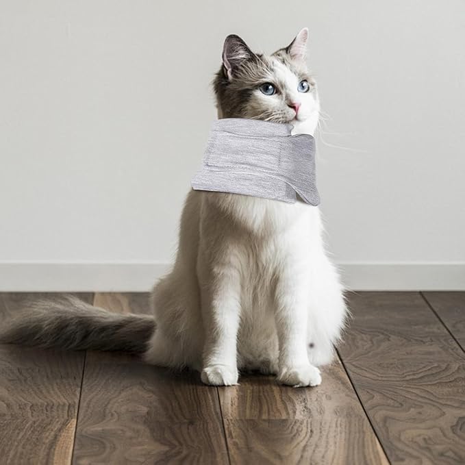 Cat Neck Brace, Breathable & Adjustable Cone Collar After Surgery Recovery Anti-Scratch Anti-Lick Protection, Suitable for Neck Circumference 6.3-8.6 Inch Small Dogs Puppies Kittens (Grey, XS)