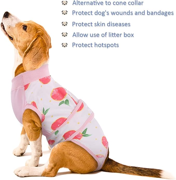 Kuoser Dog Recovery Suit Female, Dog Onesie for Surgery, Female Spay and Male Neuter Onesie for Post-Op Care, Prevent Licking Puppy Onesies, Pink L