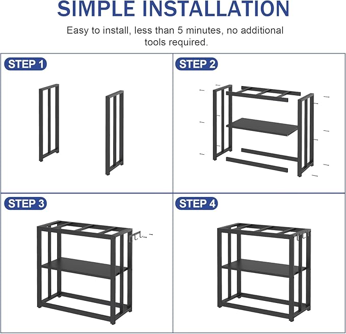 30.7" W x 13" Inch for 20-29 Gallon Long Fish Tank Stand With Storage Shelf, Aquarium Stand With Hooks,Heavy Duty Metal Turtle Reptile Tank Stand, Easy Assemble