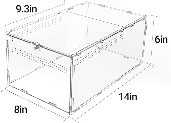 REPTI ZOO Large Tarantula Enclosure Spider Enclosure 14" X 8" X 6", 2 in 1 Acrylic Aboreal Breeding Box for Mantis Snail or Terrestrial Breeding Box for Cricket Jumping Spiders Tarantula