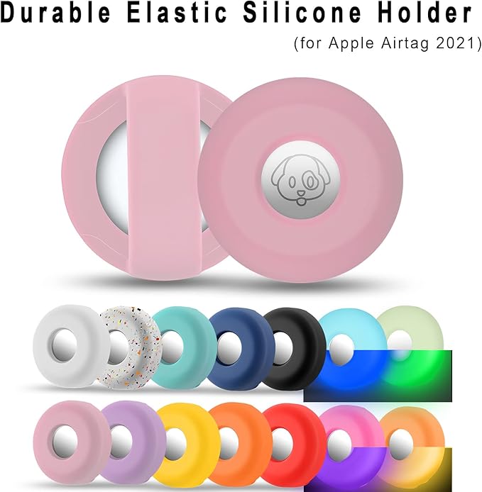 Airtag Holder for Dog Collar, Cibaabo Silicone Air Tag Case Cover Compatible with Apple Airtags for 0.8-1.2inch Cat Pet Collar Harness Loop