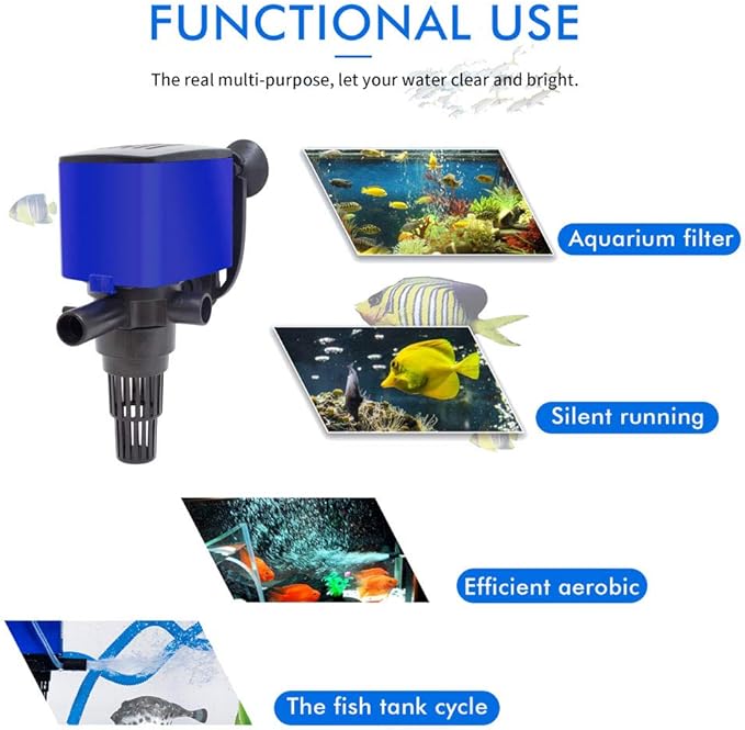 Water Pump 475 GPH Submersible Internal Aquarium Powerhead Water Pump Ultra Quiet for Aquarium,Fish Tank -3 Pack