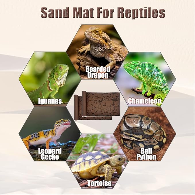 Tfwadmx Reptile Carpet Sand Mat for Bearded Dragon Terrarium Substrate Liner Brown Leopard Gecko Tank Accessories Lizard Bedding Mats for Tortoise Turtle Snake Chameleon with Tweezers 12x20In (2 Pcs)