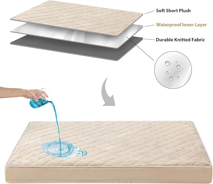 WNPETHOME Orthopedic Giant Dog Beds Large Sized Dog, Waterproof Extra Large Dogs Bed with Removable Washable Cover, Multi-Needle Quilting Dogs Crate Bed