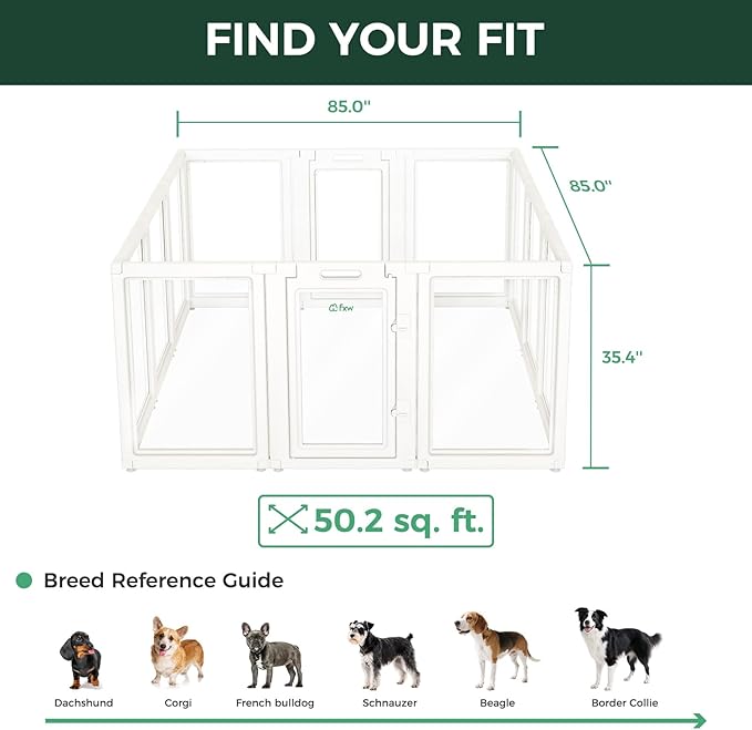 FXW AuraSpace Acrylic Indoor Unleashed Dog Playpen for Medium Dogs, 35 Inch, 12 Panels, White