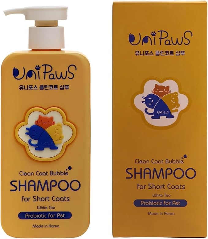 Unipaws Probiotic Dog Shampoo for Short-Haired Coats β Itch Relief, Deodorizing & Hydrating for Healthy, Fresh Skin with Calendula & Oatmeal β EWG Green & White Tea Scent, Made in Korea, 16.9 Fl Oz