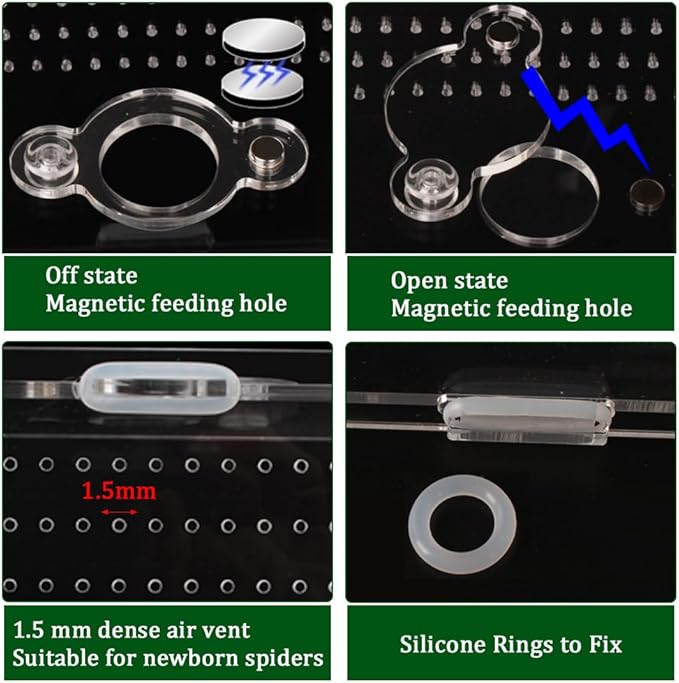 Reptile Terrarium,Tarantula Enclosure,Jumping Spider Enclosure for Tarantula Scorpion Sling Isopods Snail Reptile Invertebrates Accessories(4" X4 X4 )
