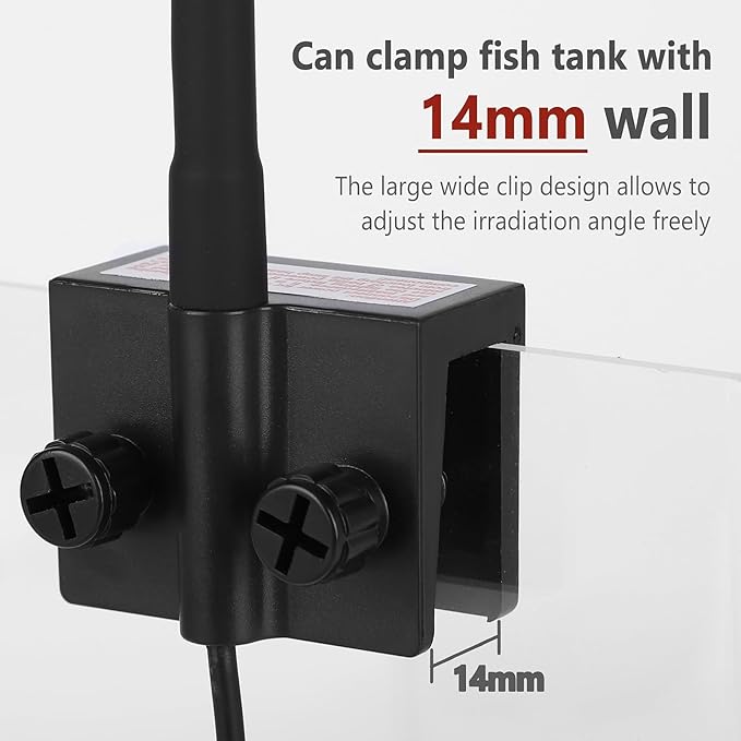 Aquarium Focus Light for Open Fish Tank Indoor LED Light Big Clip Lamp Adjustable Focus (White-Blue with Timer)