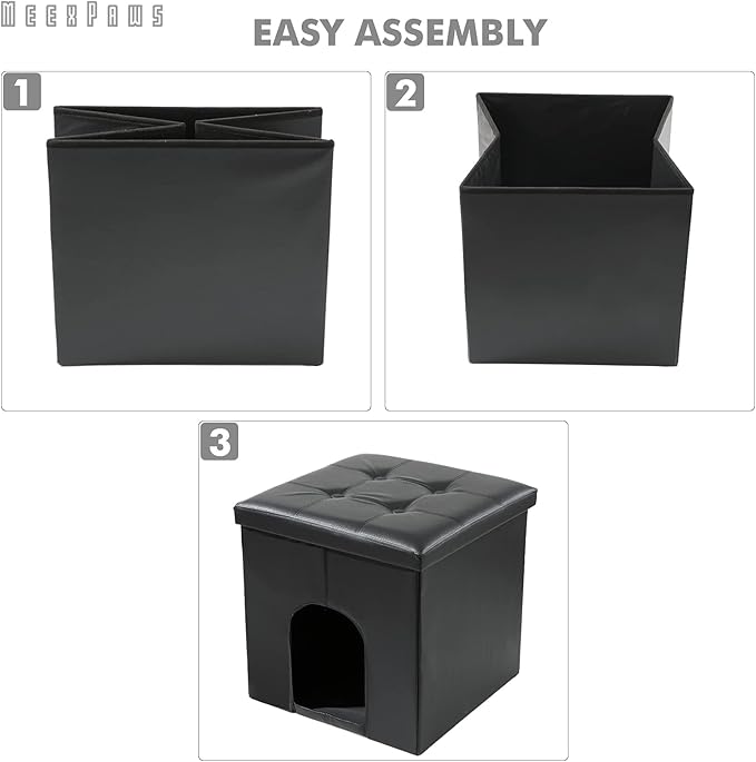 MEEXPAWS Cat Litter Box Enclosure Furniture Hidden, Cat Washroom Bench Storage Cabinet Small 19.7'' x 19.7'' x 19.7''| Dog Proof | Waterproof Inside | Easy Clean | Easy Assembly | Odor Control(White)