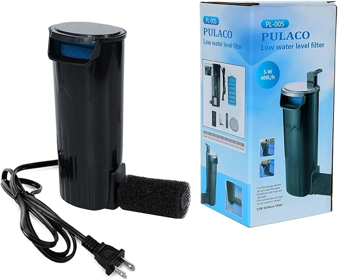 PULACO Aquarium Internal Filter 3 to 20 Gallons, for Turtle Tanks, Reptiles, Amphibians, Frog, Cichlids, Newt or Fish Tank
