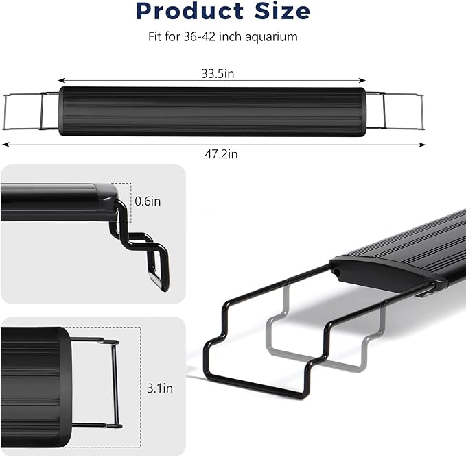 Tatub 23W LED Aquarium Light for 36"-42" Fish Tank, Full Spectrum Fish Tank Light with White Blue Red Green LEDs, 10 Levels of Brightness,Timer Auto On/Off