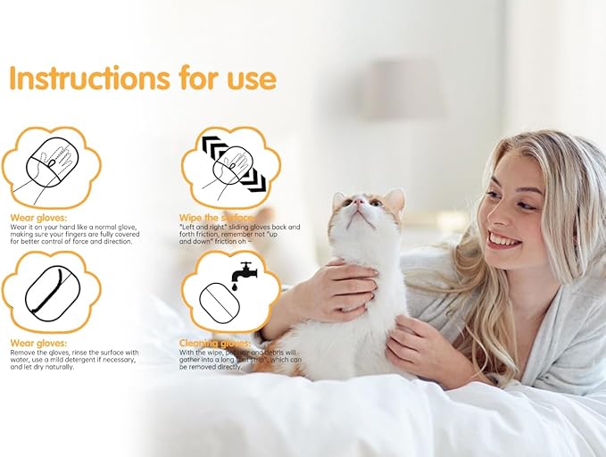 Upgraded pet Hair Removal Gloves, Reusable pet Hair Removal Gloves, 2 pcs cat Hair Removal Devices, Suitable for Clothes, Sofas, Carpets, car Seats. (2PCS Black)