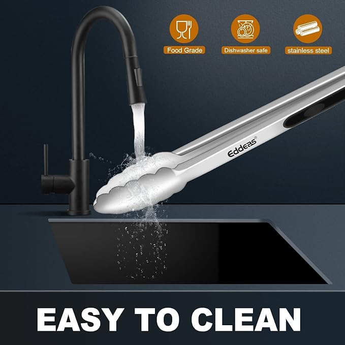 Grill Tongs, Bbq tongs - 12" and 17 Inch Extra Long Kitchen Tong, Heat Resistant 600 Degrees Stainless Steel tongs, Metal Locking Tong for Cooking, Grilling, Outdoor Barbecue, Set of 2