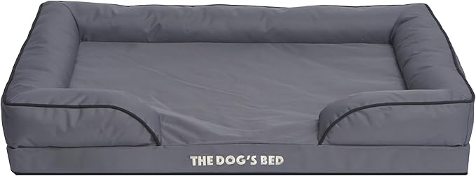 The Dog’s Bed, Orthopedic Standard Foam Waterproof Dog Bed with Standard Support, XL Grey with Black Trim, Waterproof, Supportive Dog Bed with Replaceable Covers, Veterinary Approved