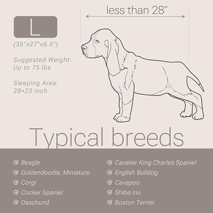 Soft Touch Orthopedic Dog Bed for Large Dogs with Faux Fur Top, Waterproof Pet Couch Bed with Removable Washable Cover and Supportive Foam Filling (Brown, Large)