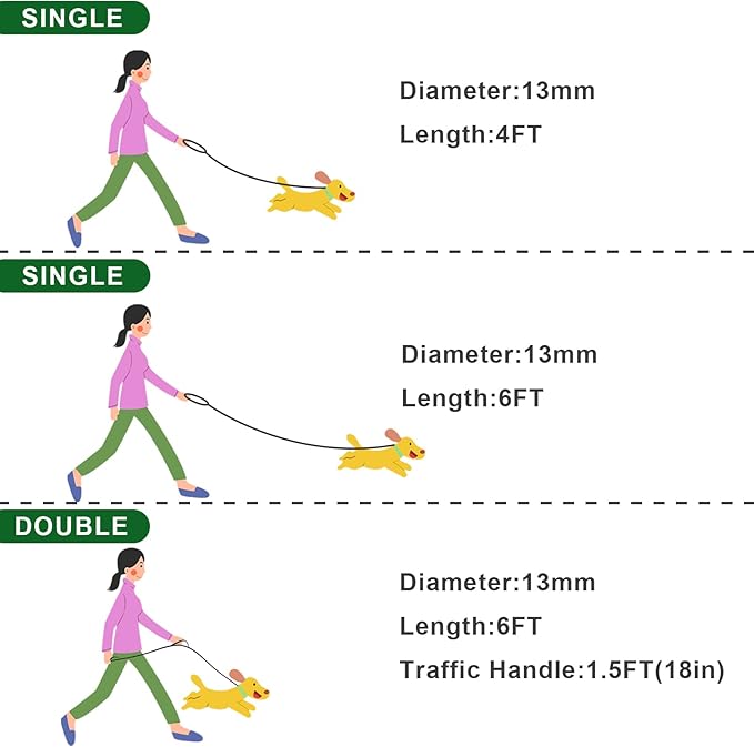 Rope Dog Leash, 6 Foot Heavy Duty Dog Leash with Aviation Aluminum Auto Locking Carabiner, Strong Nylon Pet Lead for Small, Medium, Large Dogs (Green, 6FT)