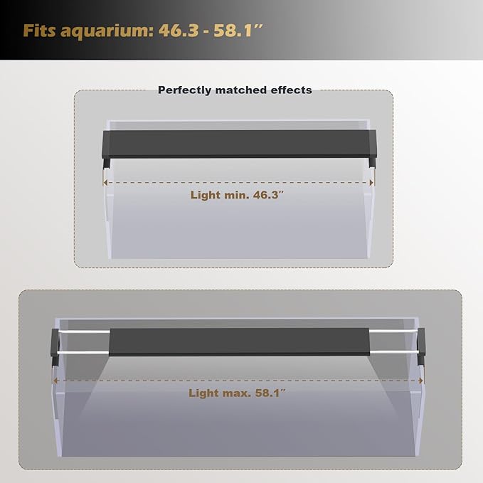 GLOWRIUM Saltwater Aquarium Light, Smart Reef Coral Fish Tank Light with Bluetooth + WiFi Dual Control App, DIY Spectrum, Brightness Adjustable, Anti-Drop, Real Time Water Temperature Sensor(48-60 in)