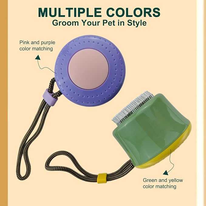 Self Cleaning Retractable Slicker Brush for Puppy and Cats, Grooming Tool with Hanging Rope, Fit for Yorkies, Pomeranians, Maltese, Shih Tzus, Toy Poodles and Maltipoos