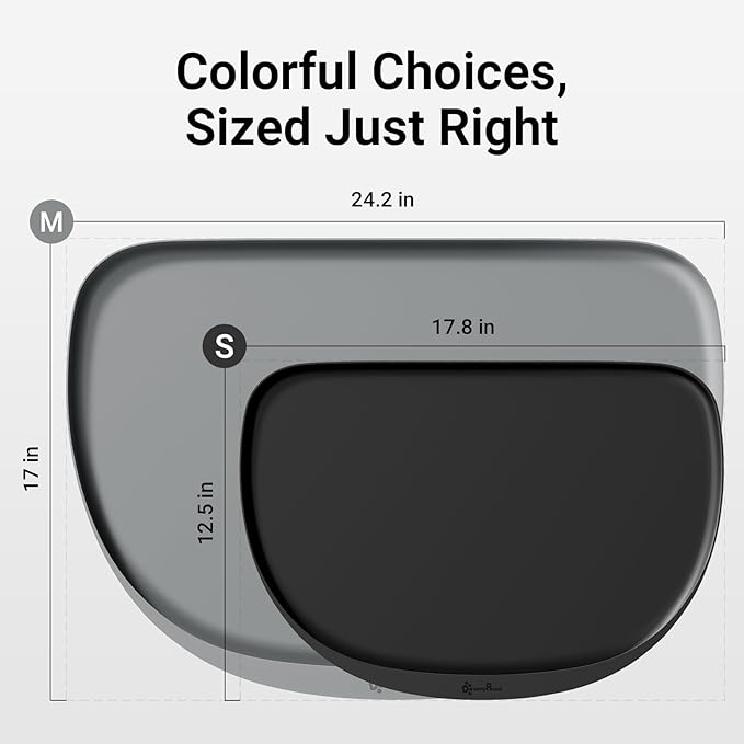 DownyPaws Dog Food Mats for Floors Waterproof, BPA Free Silcone Dog Bowl Mat, Non-Slip Pet Feeding Mat with High Raised Edge, Cat Placemat for Messy Drinkers, 24"×17", Light Gray